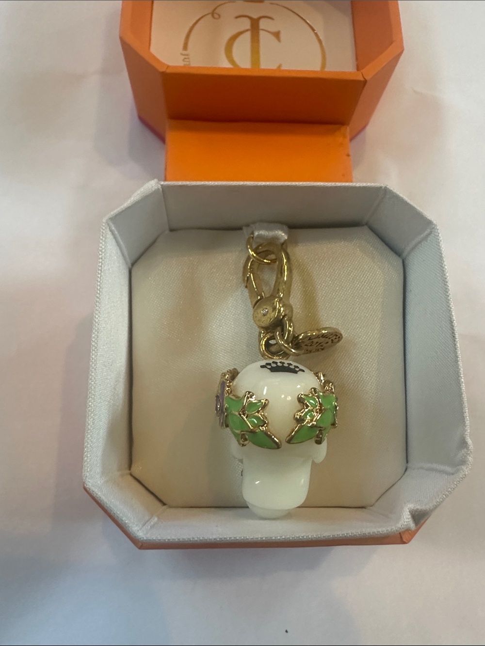 Gold Tone Sugar Skull Charm with Pink Accents by Juicy Couture